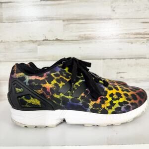 Adidas Shoes Women Size 7 ZX Flux Rainbow Animal Print Running Sneakers Athletic